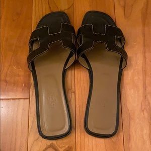 Hermes Oran Black Sandals